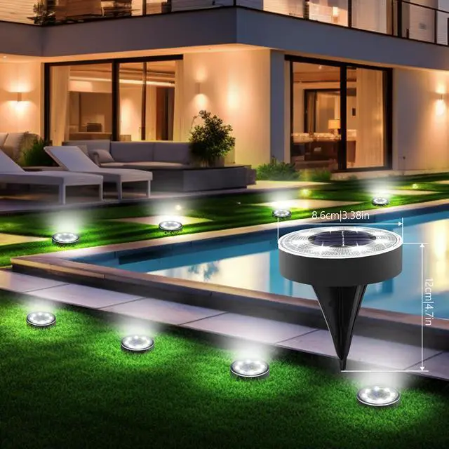 Alt view image 2 of 7 - Solar Ground Lights Outdoor Waterproof, 4 Pack 8 LED, White
