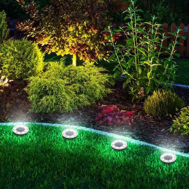 Alt view image 6 of 7 - Solar Ground Lights Outdoor Waterproof, 4 Pack 8 LED, White