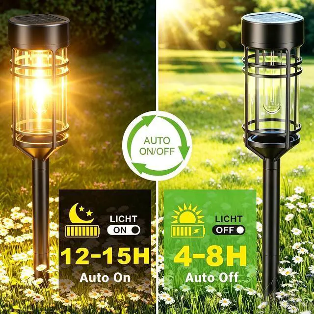 Alt view image 4 of 6 - 2 Pack Solar Garden Lights, Outdoor Bright LED Solar Pathway Lights