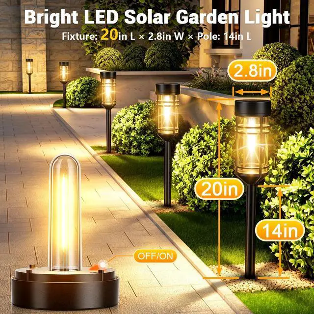 Alt view image 3 of 6 - 2 Pack Solar Garden Lights, Outdoor Bright LED Solar Pathway Lights