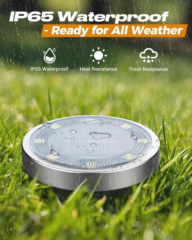 Alt view image 3 of 7 - 4 Pack Solar Lights Outdoor, 8 LED Solar Ground Lights IP65 Waterproof Flat Solar Disc Light, Pathway Lights for Garden Lawn Patio Yard Path Landscape, Blue