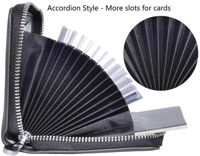 Alt view image 4 of 6 - Genuine Leather Credit Card Holder Case Passport Wallet RFID Blocking (Black)