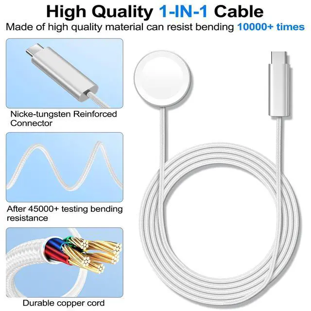 Alt view image 6 of 7 - Fast Charging Cable for Apple Watch Charger & 20W Plug Adapter for iPhone,Portable USB C Wireless iWatch/iPhone Charger Cord Compatible with Apple Watch Ultra 2/Ultra/SE/11/10/9/8/7/6/5/4/3/2/1-White
