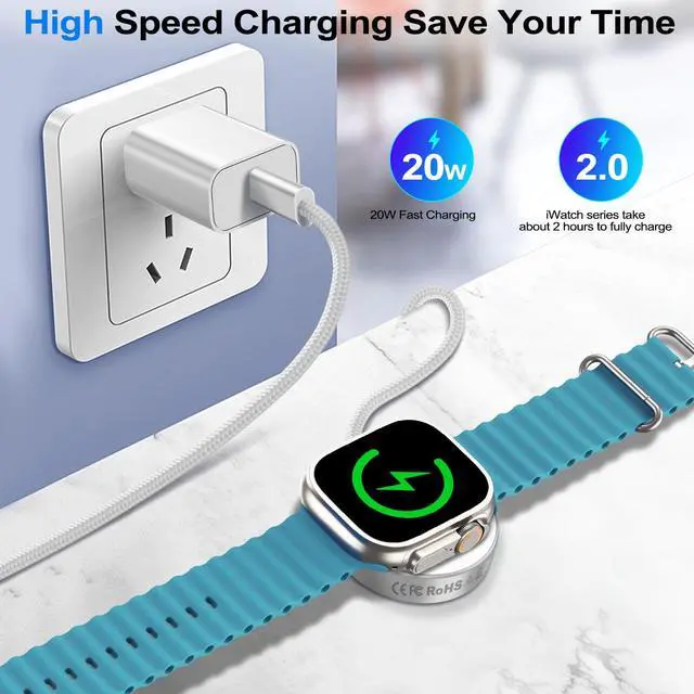 Alt view image 7 of 7 - Fast Charging Cable for Apple Watch Charger & 20W Plug Adapter for iPhone,Portable USB C Wireless iWatch/iPhone Charger Cord Compatible with Apple Watch Ultra 2/Ultra/SE/11/10/9/8/7/6/5/4/3/2/1-White