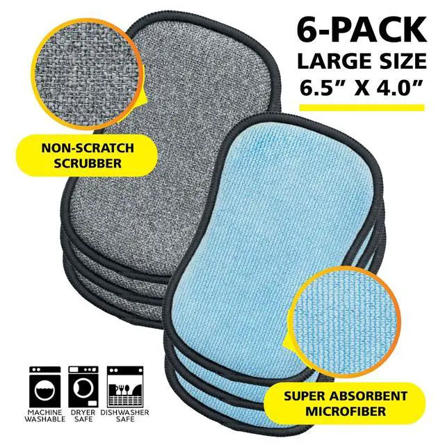 Alt view image 2 of 6 - OriginalPad by Tuff-Scrub, 6-Pack, Microfiber, Multi-Surface, Non-Scratch, Dual-Sided, Scrubber for Dishes, Sinks, Non-Stick Cookware Machine Washable, Durable Kitchen Sponge (Large)