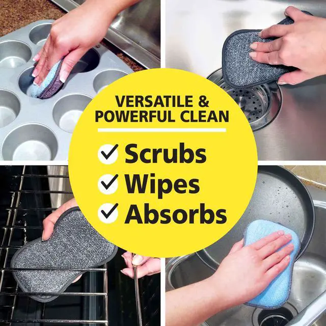 Alt view image 6 of 6 - OriginalPad by Tuff-Scrub, 6-Pack, Microfiber, Multi-Surface, Non-Scratch, Dual-Sided, Scrubber for Dishes, Sinks, Non-Stick Cookware Machine Washable, Durable Kitchen Sponge (Large)