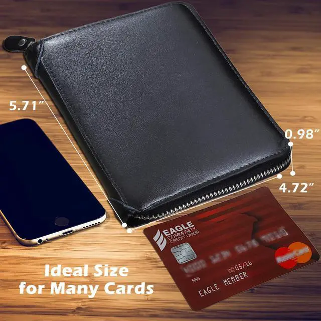 Alt view image 2 of 7 - Card Holder Wallet Genuine Leather Passport Holder 42 Card Slots (Black)