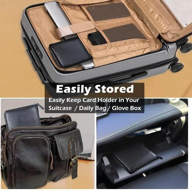 Alt view image 7 of 7 - Card Holder Wallet Genuine Leather Passport Holder 42 Card Slots (Black)