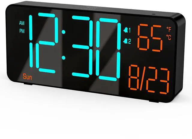 Main image of Digital Clock for Bedroom 6.7in Alarm Clocks for Living Room, Auto Dimming,Date,Week,Seconds,Indoor Temperature, Small Digital Alarm Clock for Classroom,LED Alarm Clocks for Bedrooms