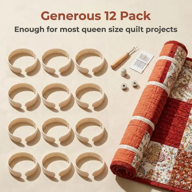 Alt view image 7 of 7 - Quilt Clips for Quilting, 12 Pack 3 Inch Heavy Duty Plastic Quilt Roll Clips, Quilting Clips Hold Quilt Rolled, Easy to Use, Wont Scratch Machine, White, for Queen Size Quilt Projects