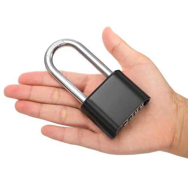 Alt view image 3 of 7 - 2 Pack 4 Digit Heavy Duty Combination Lock, Long Waterproof Shackle Padlock, Resettable Zinc Alloy Lock for Outdoor, Gate, Fence, School Gym Locker, 2" Wide, Black