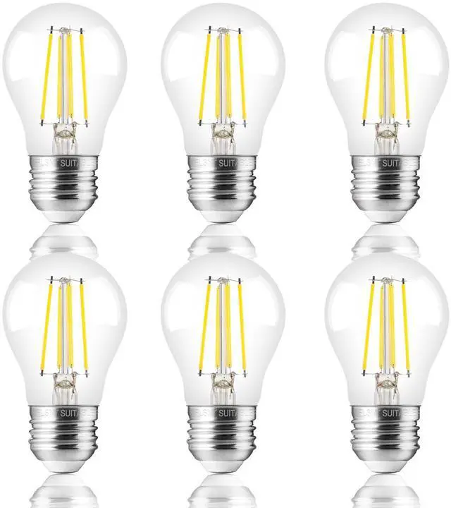 Main image of A15 LED Edison Bulbs 60W Equivalent, Dimmable E26 LED Bulbs for Chandelier, 5000K Daylight, 82 CRI, 4W, 500LM, AC 120V, 6 Pack