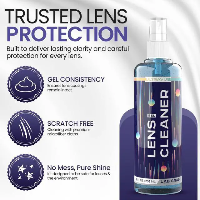 Alt view image 3 of 7 - Eyeglass Gel Lens Cleaner Spray Kit - 2 x 8oz and 1 x 2oz Gel Eyeglasses Cleaner Spray Bottle + 2 Microfiber Cloth for Cleaning - Safe for All Lenses (AR Coated Included)
