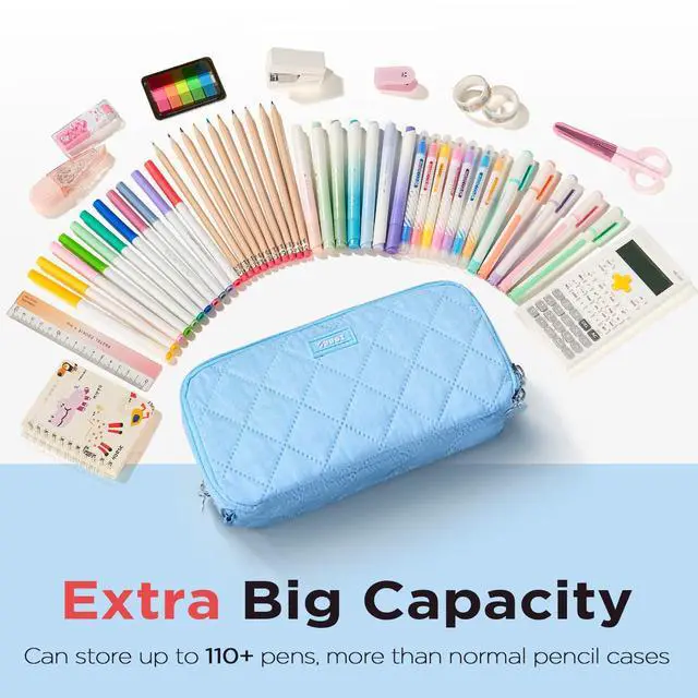 Alt view image 3 of 7 - Large Pencil Case Pouch, Extra Big Pencil Bag with 8 Compartments