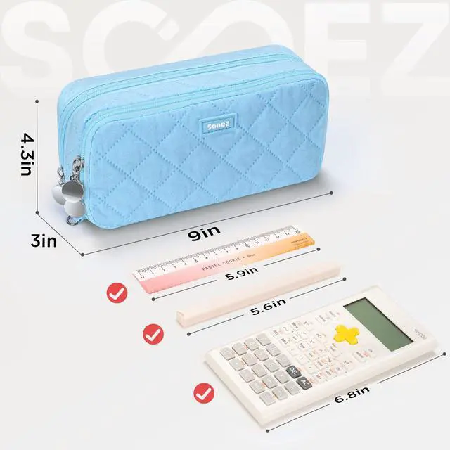 Alt view image 5 of 7 - Large Pencil Case Pouch, Extra Big Pencil Bag with 8 Compartments