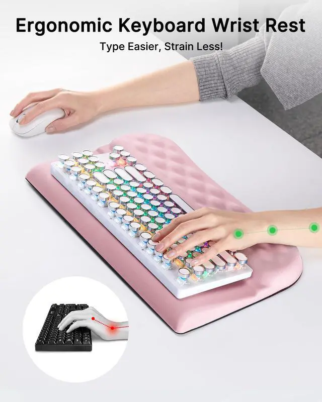 Alt view image 3 of 6 - Keyboard Wrist Rest Stand for Desktop, 2 Angle Ergonomic Computer Keyboard Holder Stand, Key Board Riser with Wrist Support, Arm Rest for Office, Home, Desk(Pink)