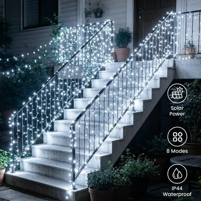 Alt view image 4 of 7 - 2 Pack Solar String Lights Outdoor with 8 Modes 100 LED 50 FT