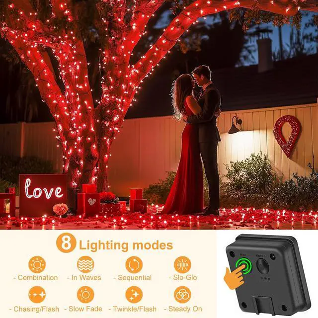 Alt view image 2 of 7 - 80FT 240 LED Solar String Lights Outdoor Waterproof, Red String Lights