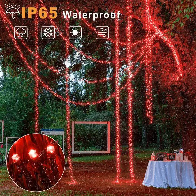 Alt view image 4 of 7 - 80FT 240 LED Solar String Lights Outdoor Waterproof, Red String Lights