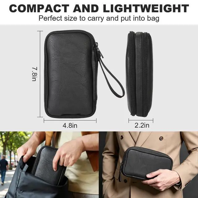 Alt view image 2 of 7 - Travel Cable Organizer Bag, Electronic Accessories Carry Pouch, Portable Waterproof Double Layers All-in-One Storage Bag for Cord, Charger, Phone, Earphone (Black, Small)