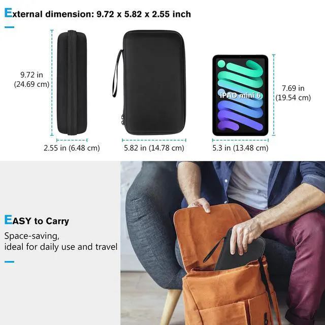 Alt view image 2 of 6 - Large Hard Travel Electronic Organizer Case for MacBook Power Adapter Chargers Cables Tech Organizer Hard Drive USB Flash Disk SD Card Portable Electronics Accessories Bag -Black