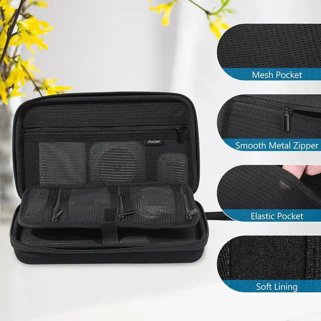 Alt view image 3 of 6 - Large Hard Travel Electronic Organizer Case for MacBook Power Adapter Chargers Cables Tech Organizer Hard Drive USB Flash Disk SD Card Portable Electronics Accessories Bag -Black