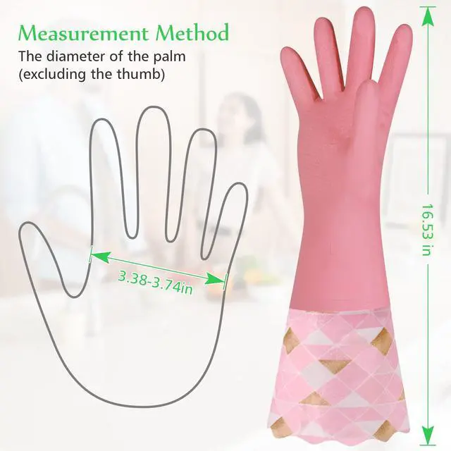 Alt view image 2 of 7 - Household Cleaning Gloves 3 Pairs Reusable Dishwashing Gloves Latex Free, Non-Slip Kitchen Glove with Cotton Lined, Waterproof Dish Washing Gloves