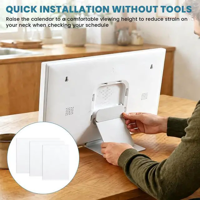 Alt view image 4 of 7 - Desktop Stand for Skylight Calendar, Detachable Digital Calendar Holder for Max 27 & 15 Inch, Stable Base, Tool-Free Installation Compatible with Skylight Calendar