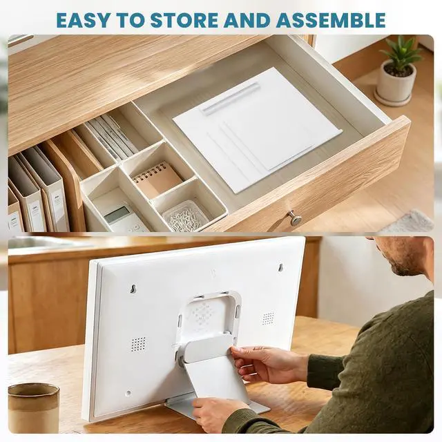 Alt view image 5 of 7 - Desktop Stand for Skylight Calendar, Detachable Digital Calendar Holder for Max 27 & 15 Inch, Stable Base, Tool-Free Installation Compatible with Skylight Calendar