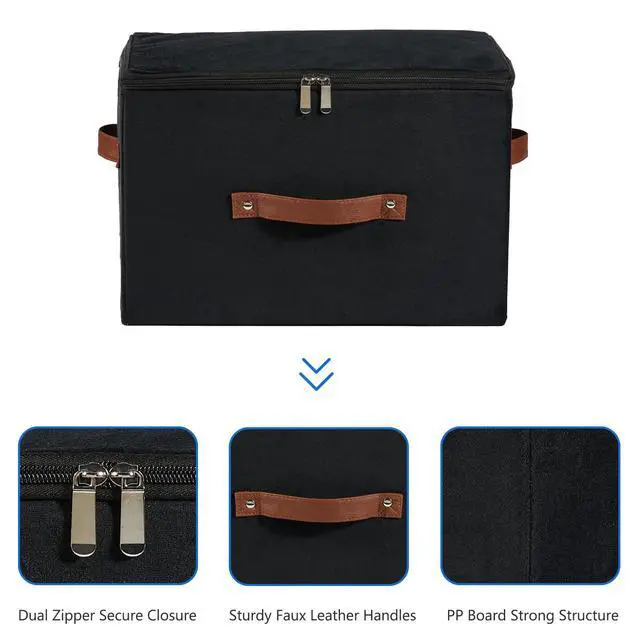 Alt view image 3 of 7 - 2PCS Storage Bin with Zipper Lid Velvet Fabric Lidded Box Basket