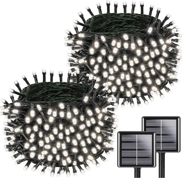 Main image of 2pack 200LED Solar String Lights Outdoor Waterproof Cool White