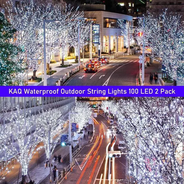 Alt view image 6 of 6 - 2pack 200LED Solar String Lights Outdoor Waterproof Cool White