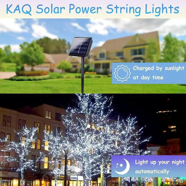 Alt view image 4 of 6 - 2pack 200LED Solar String Lights Outdoor Waterproof Cool White