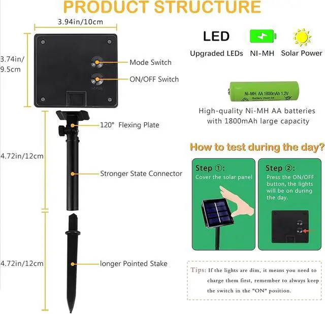 Alt view image 5 of 6 - 2pack 200LED Solar String Lights Outdoor Waterproof Cool White