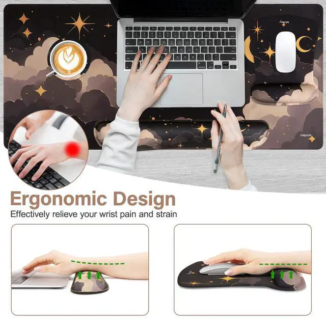 Alt view image 3 of 7 - Keyboard Mouse Pad Set, Large Gaming Mouse Pad&Keyboard Wrist Rest