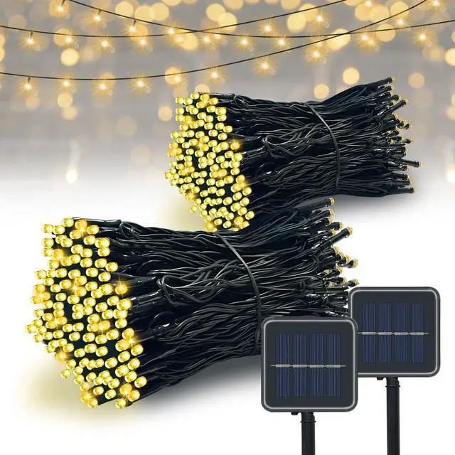 Main image of Solar String Lights Outdoor, 2 Pack 79FT 200 LED Waterproof Solar Christmas Lights with 8 Lighting Modes for Tree Yard Garden Party Xmas Decorations