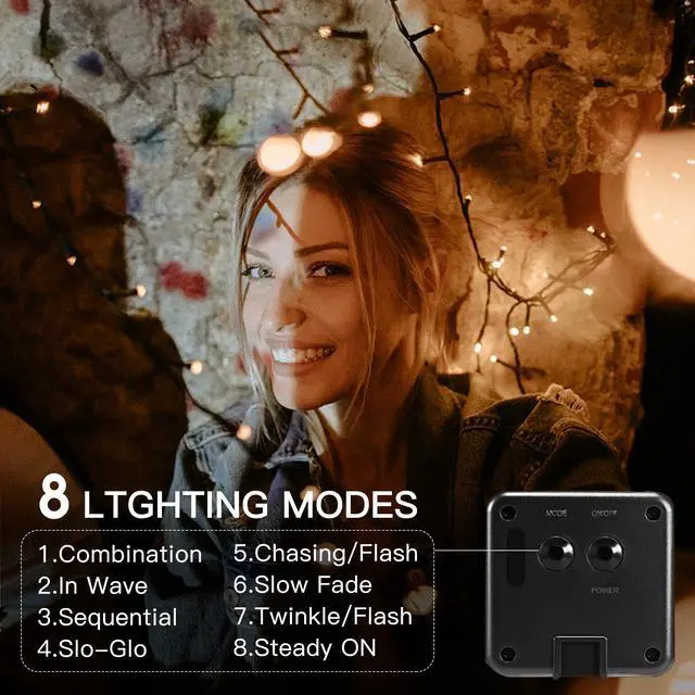 Alt view image 2 of 7 - Solar String Lights Outdoor, 2 Pack 79FT 200 LED Waterproof Solar Christmas Lights with 8 Lighting Modes for Tree Yard Garden Party Xmas Decorations