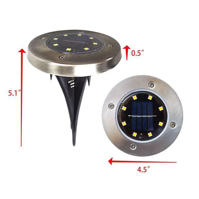 Alt view image 4 of 5 - Powered Ground Lights Bright 8 LED Waterproof In-ground Disk Puck Flat Garden Path Lights for Landscape Outside Patio Pathway Walkway Driveway Yard Backyard Lawn Decoration 8 PACK