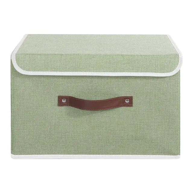 Alt view image 2 of 7 - Fabric Storage Box Bins with Lids, Green, 15"x10"x10"