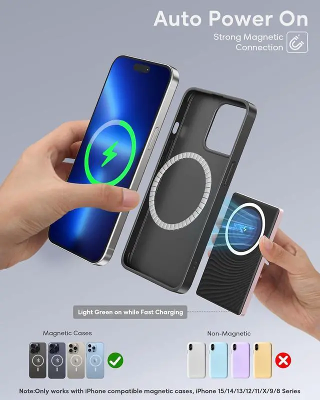 Alt view image 3 of 7 - for Magsafe Power Bank iPhone, Ultra Slim Magnetic Portable Charger 5000mAh