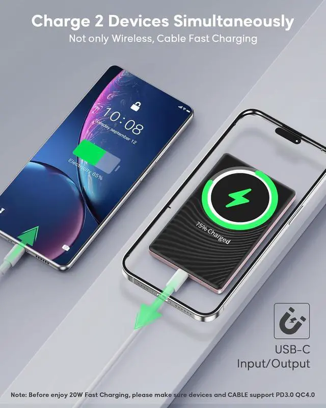 Alt view image 6 of 7 - for Magsafe Power Bank iPhone, Ultra Slim Magnetic Portable Charger 5000mAh