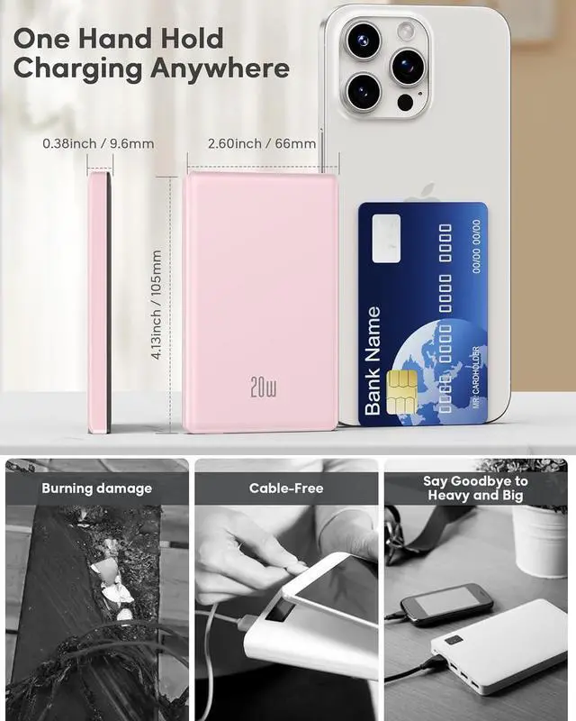 Alt view image 7 of 7 - for Magsafe Power Bank iPhone, Ultra Slim Magnetic Portable Charger 5000mAh