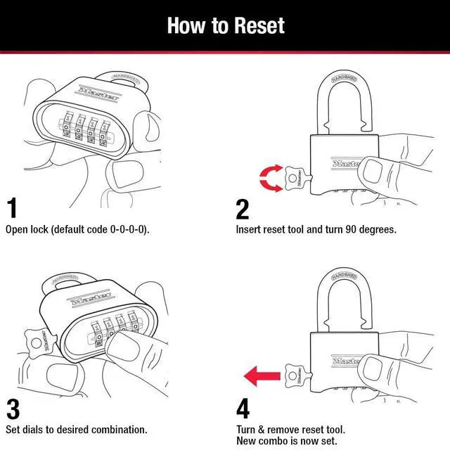 Alt view image 5 of 6 - Brass Combination Lock, Gate Lock for Outdoor Fence or Shed, Customizable Combination Padlock with Extended 2-1/4-Inch-Long Shackle, 175DLH