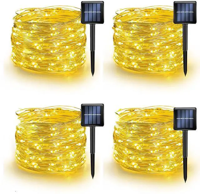 Main image of Warm White Solar String Lights Outdoor, Total 160 FT 480 LED Solar Powered Waterproof Fairy Lights 8 Modes Copper Wire Lights for Christmas Party Tree Wedding Yard Decorations, 4 Pack