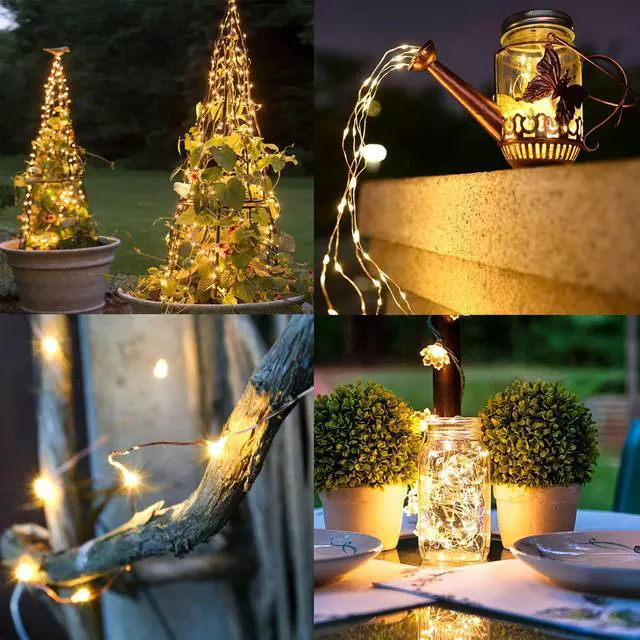 Alt view image 2 of 7 - Warm White Solar String Lights Outdoor, Total 160 FT 480 LED Solar Powered Waterproof Fairy Lights 8 Modes Copper Wire Lights for Christmas Party Tree Wedding Yard Decorations, 4 Pack