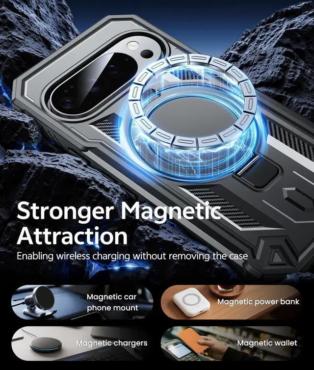 Alt view image 3 of 7 - Google Pixel 10 Pro XL Case with Magnetic Kickstand Black