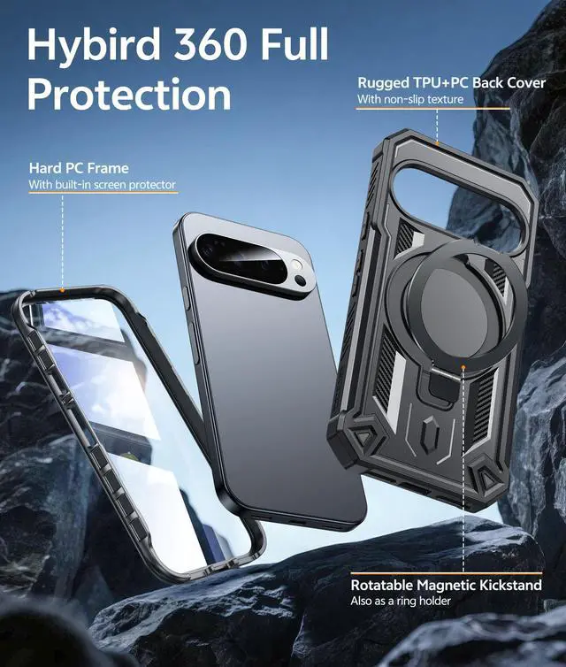 Alt view image 4 of 7 - Google Pixel 10 Pro XL Case with Magnetic Kickstand Black