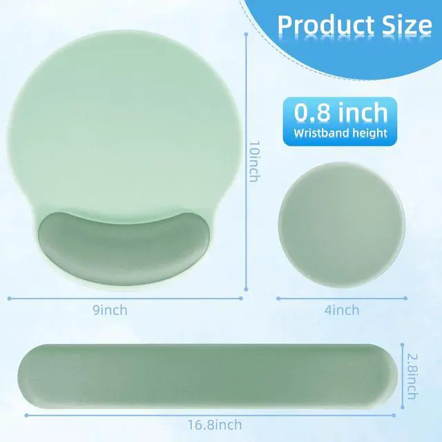Alt view image 2 of 7 - Wrist Rest Support for Mouse Pad&Keyboard Set,Circle Curved Ergonomic Mouse pad Non-Slip BaseGaming Mouse pad Arm Cushion Support for Computer Office Desk Accessories Cute Setup,Green