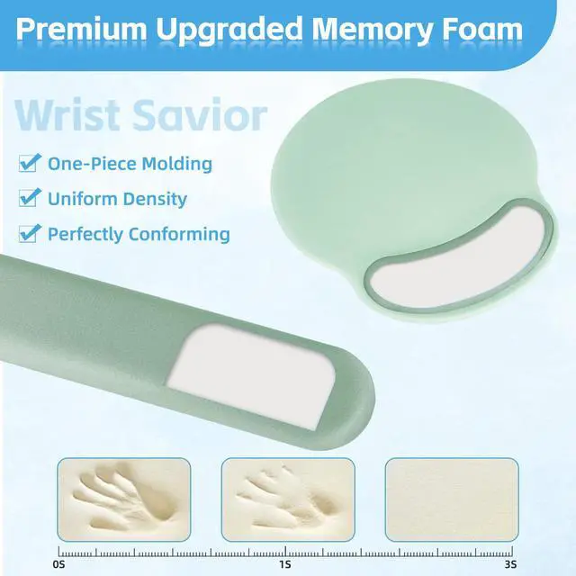 Alt view image 3 of 7 - Wrist Rest Support for Mouse Pad&Keyboard Set,Circle Curved Ergonomic Mouse pad Non-Slip BaseGaming Mouse pad Arm Cushion Support for Computer Office Desk Accessories Cute Setup,Green