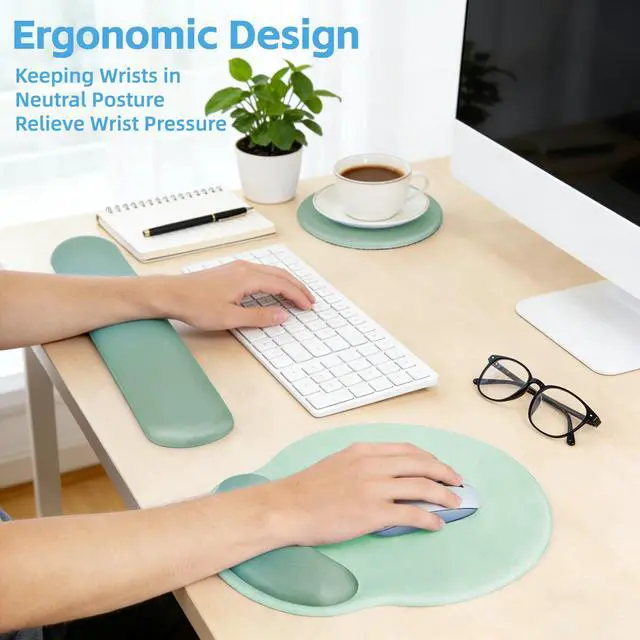 Alt view image 6 of 7 - Wrist Rest Support for Mouse Pad&Keyboard Set,Circle Curved Ergonomic Mouse pad Non-Slip BaseGaming Mouse pad Arm Cushion Support for Computer Office Desk Accessories Cute Setup,Green